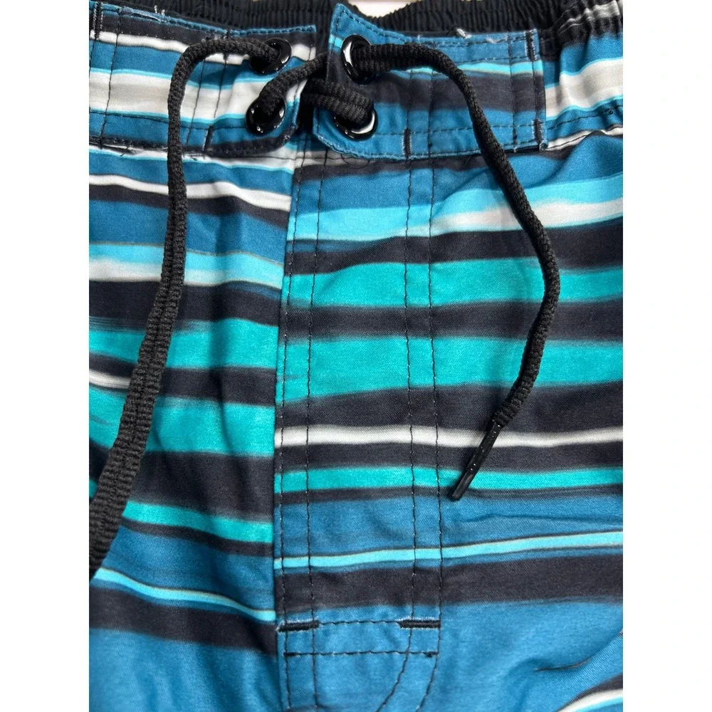 Nike Board Shorts Mens Large‎ Blue Striped Swim Trunks Athletic Beachwear B17